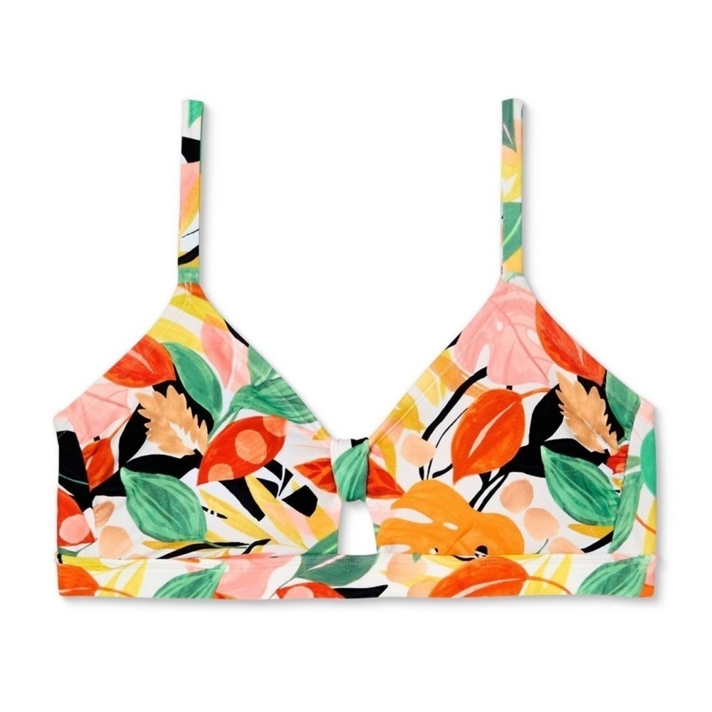 Kona Sol tropical leaves V-Neck Knot Bikini Top and Hipster Bottom medium - Picture 6 of 14